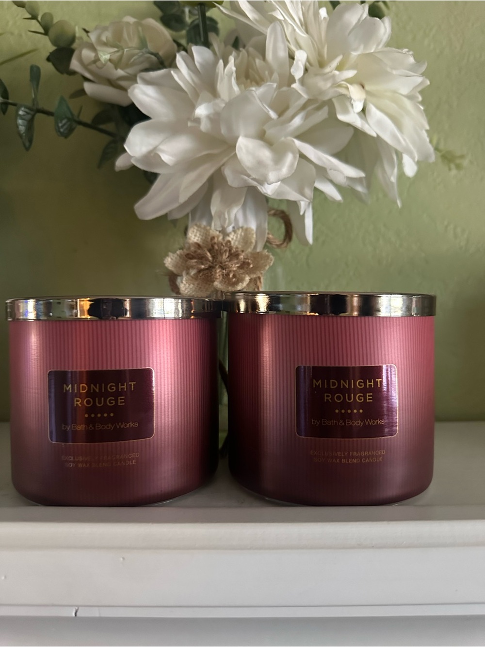 Bath & Body Works Midnight Rouge Scented Candle Bundle - Pink